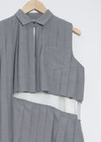 Suiting x Chiffon Dress — Light Grey