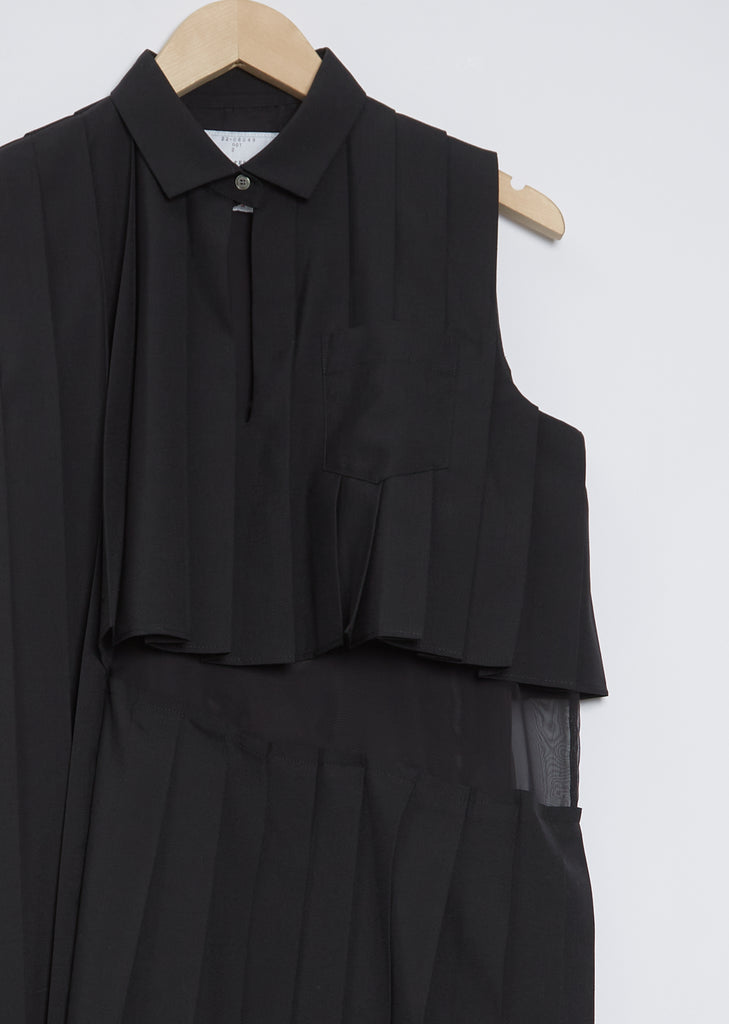 Suiting x Chiffon Dress — Black