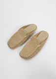 Suede Moccasin Slipper — Beige