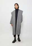 Long Wrap Coat With Hood — Grey
