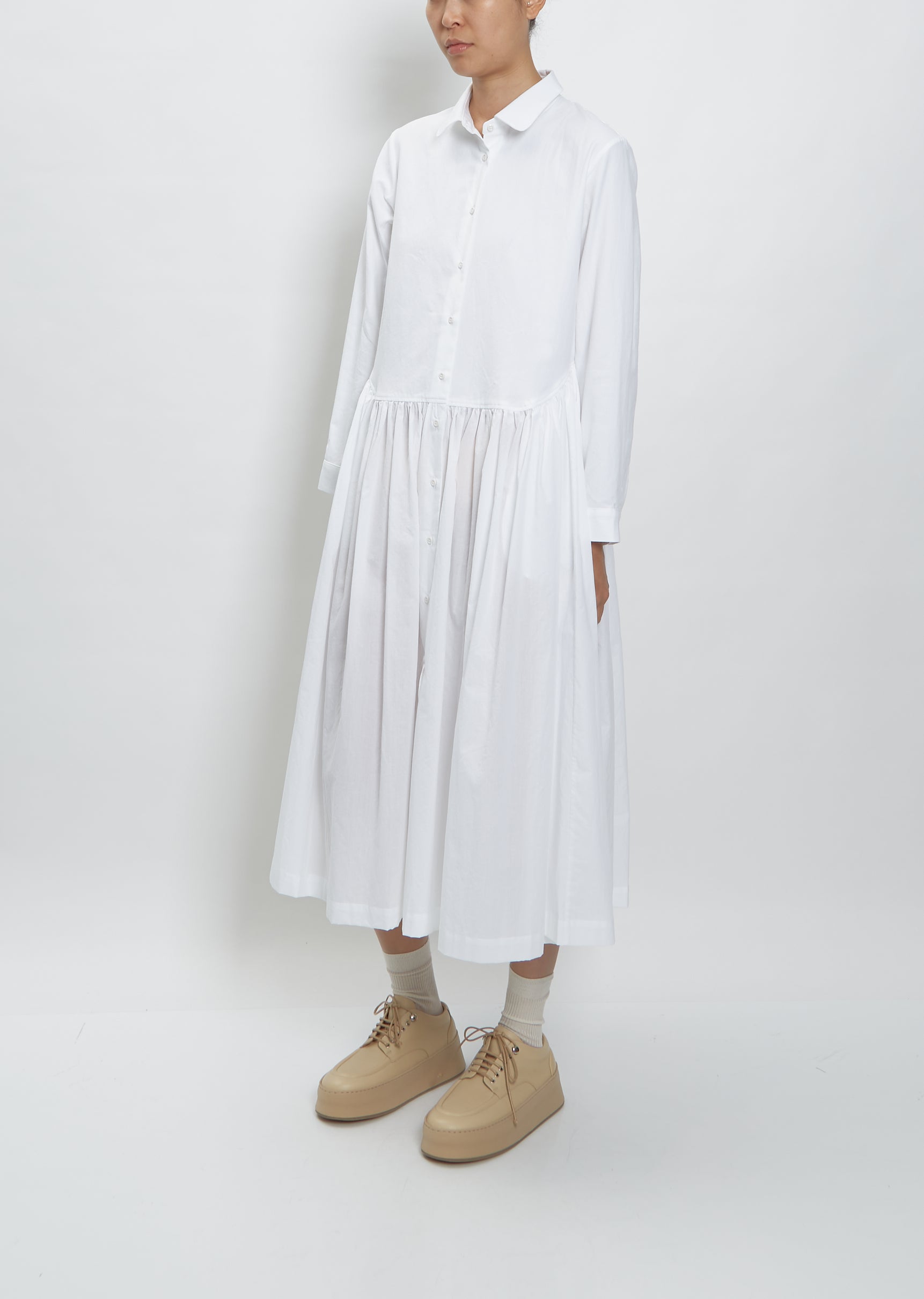 cotton canvas dress KHAITE Isabella Dress in Bone - Ivory Designer Dress