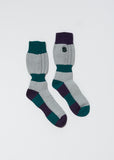 Unisex Line Socks — Light Grey x Green