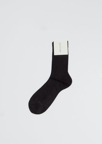One Ribbed Short Socks — Nero