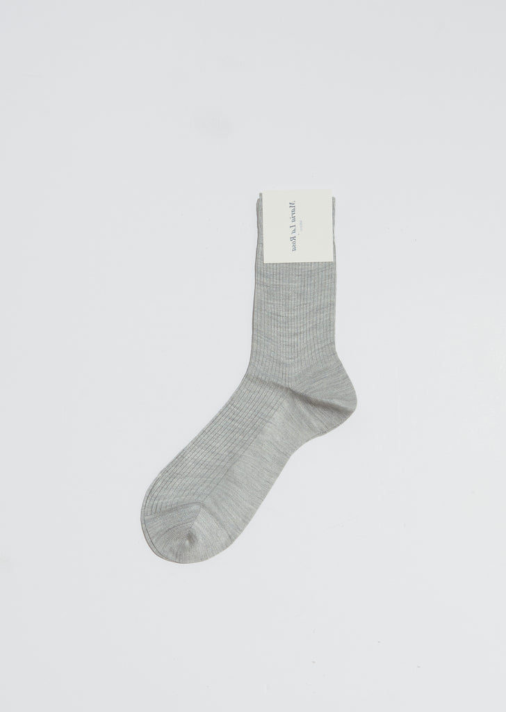 One Ribbed Short Socks — Perla Melange