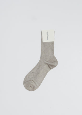 One Ribbed Short Socks — Sabbia Melange
