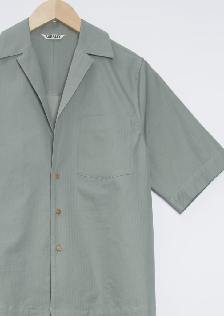 Washed Finx Herringbone Shirt — Green Chambray