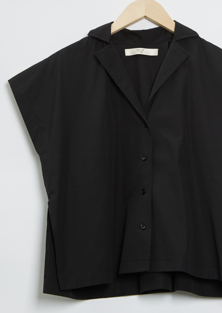 Short Sleeve Cotton Shirt — Black