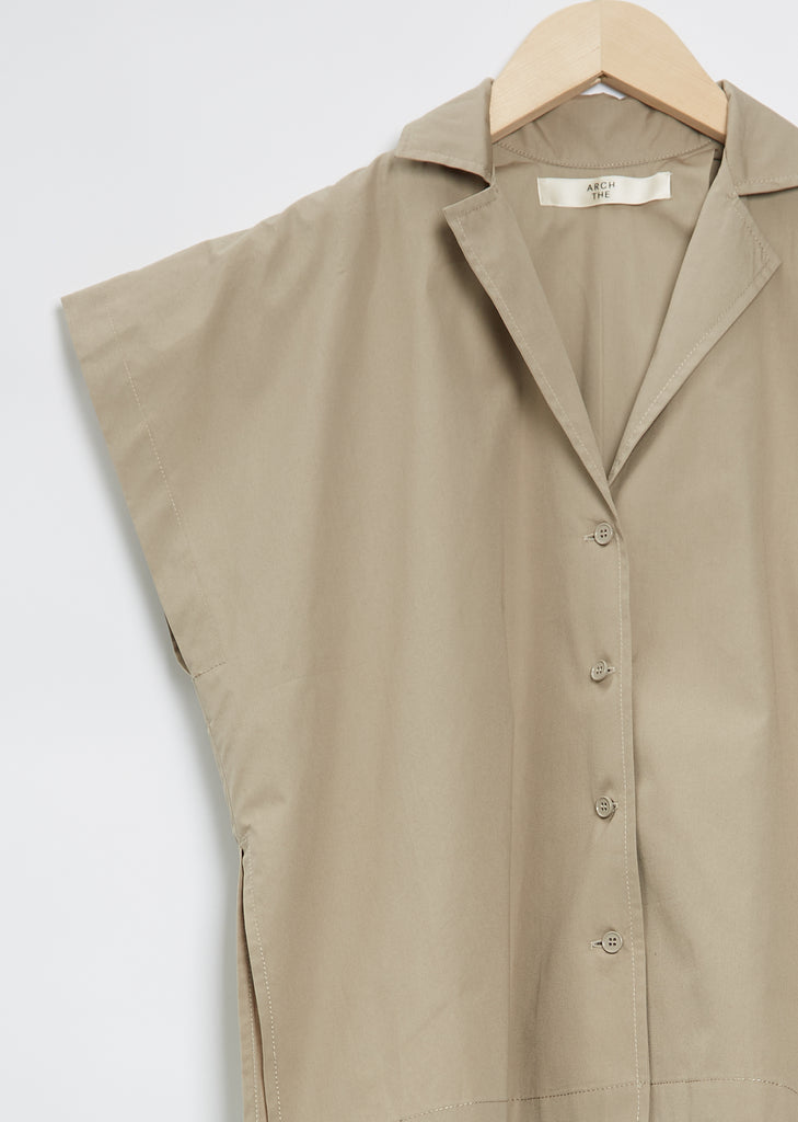 Short Sleeve Cotton Shirt — Brown