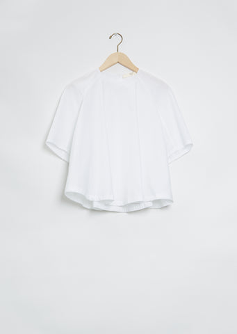 Crew Neck Cotton Blouse — White