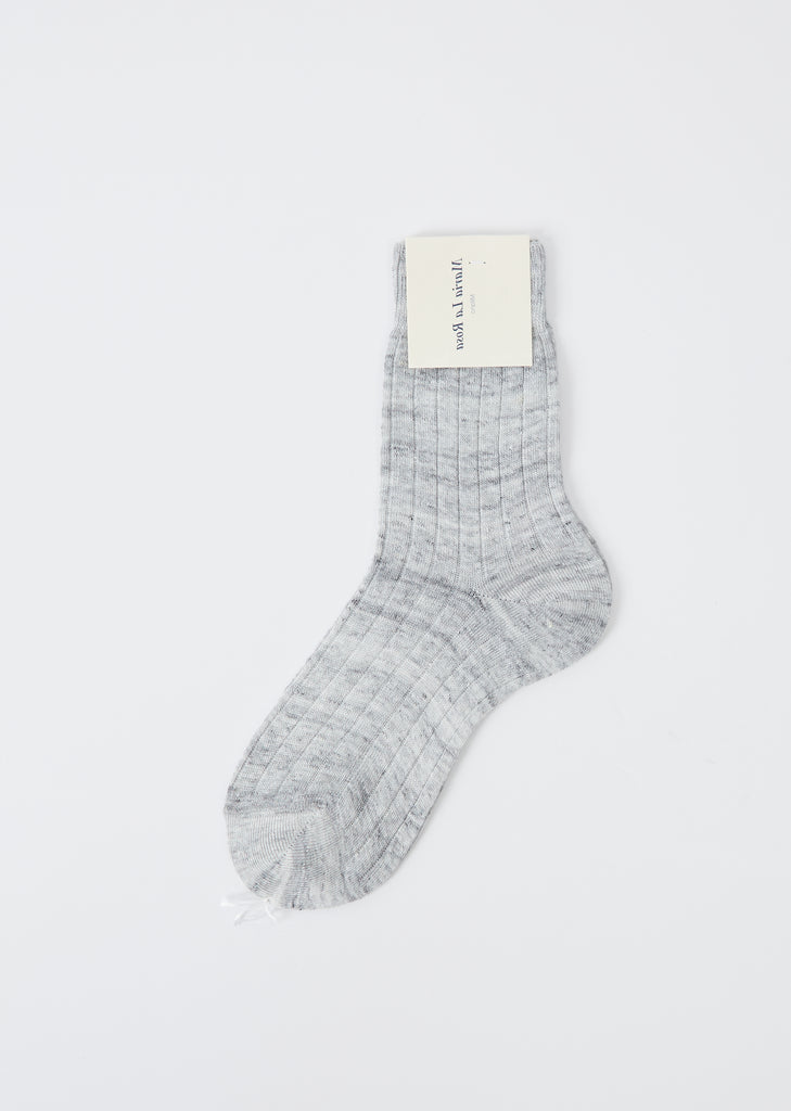 Ribbed Socks — Heather Grey