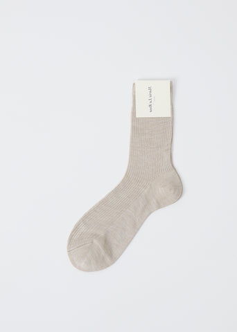 One Ribbed Socks — Beige