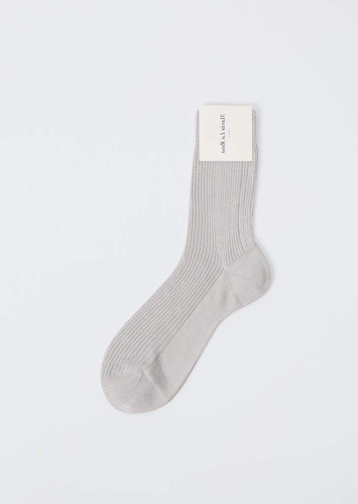 One Ribbed Socks — Silver