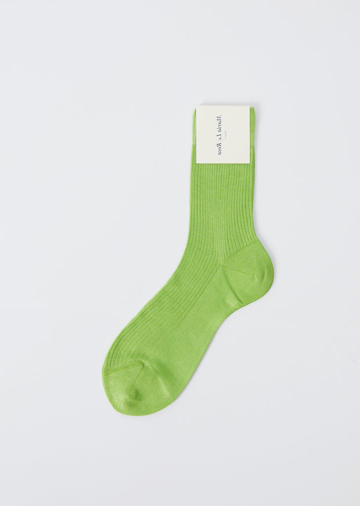 One Ribbed Socks — Green