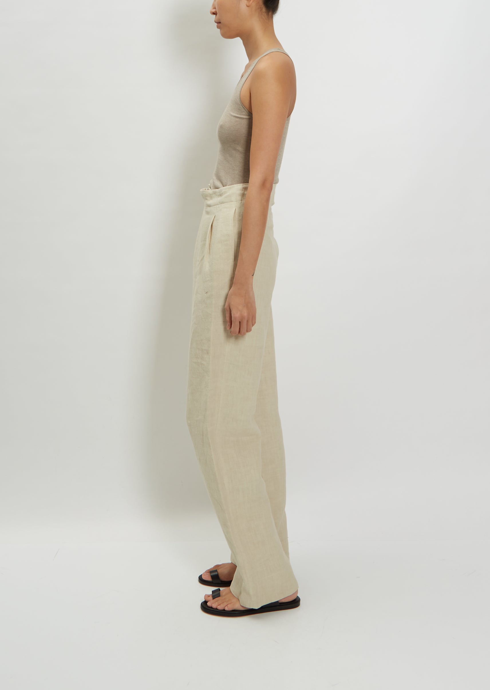 Linen Folded Waist Pants – La Garçonne