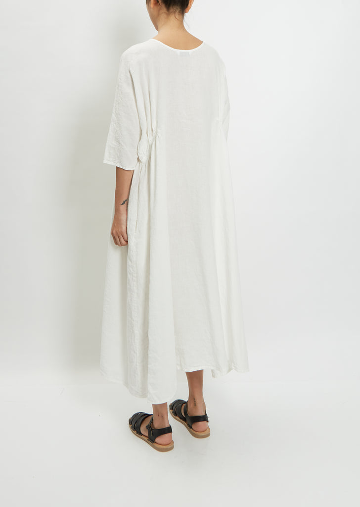 3/4 Sleeve Boatneck Tunic Dress — White