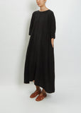 3/4 Sleeve Boatneck Tunic Dress — Black