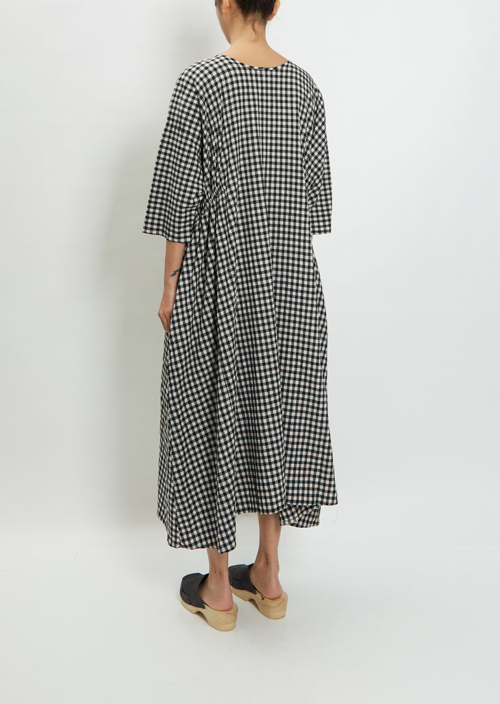3/4 Sleeve Boatneck Tunic Dress — Small Check