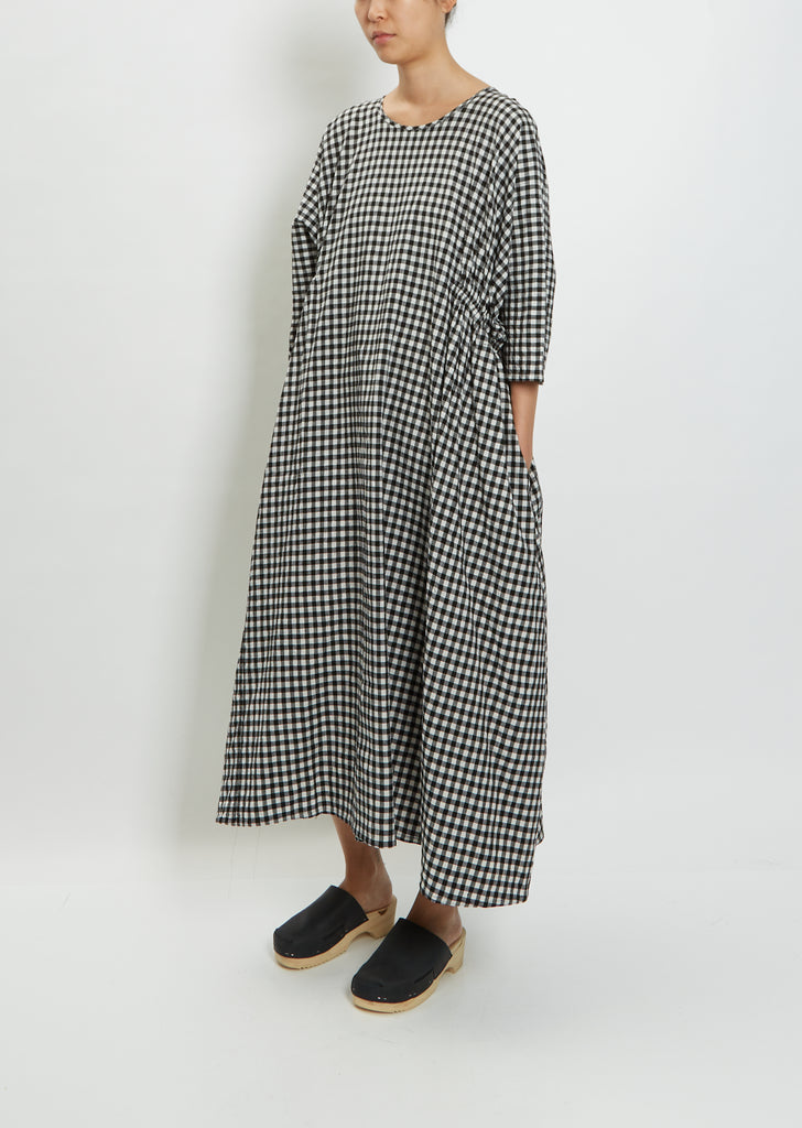 3/4 Sleeve Boatneck Tunic Dress — Small Check