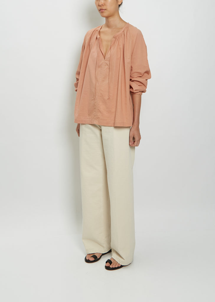 Cotton Voile Peasant Top — Clay