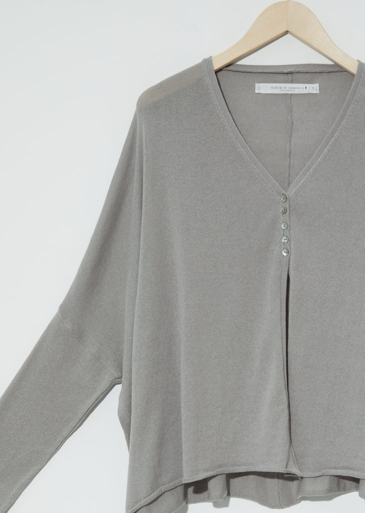 Oversized Knitted Cardigan — Grey