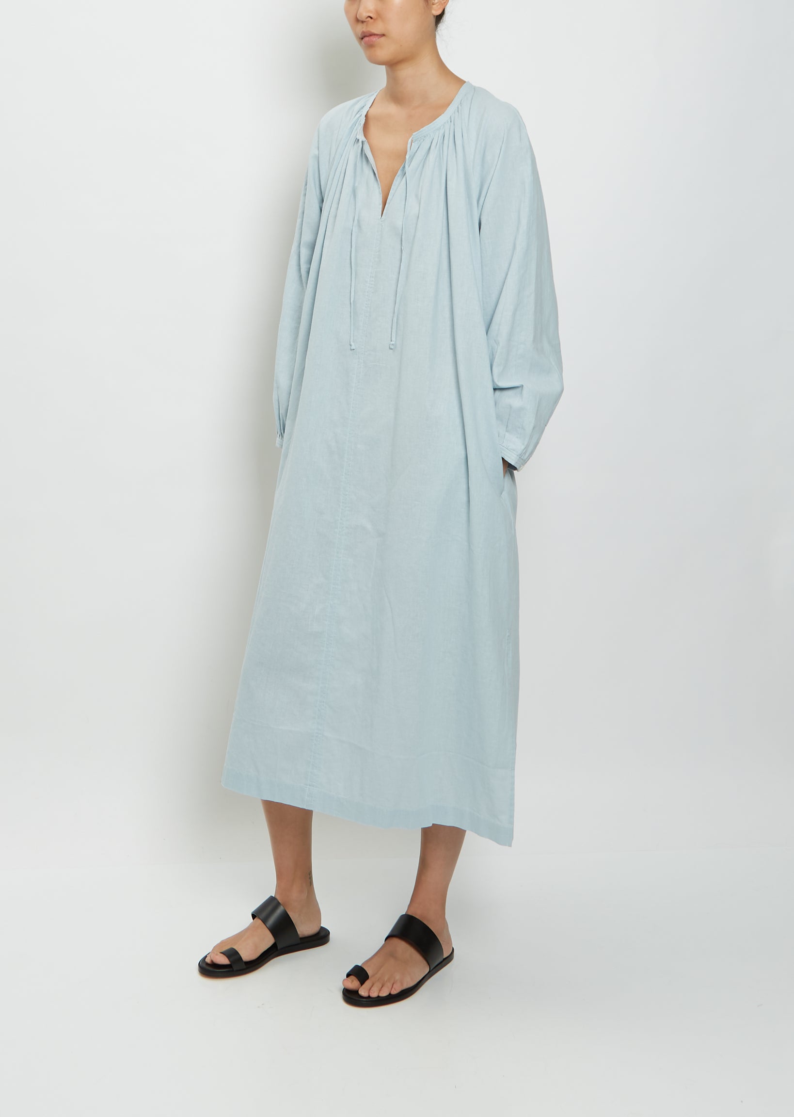 Peasant Dress Light Blue La Garonne Peasant Dress Light Blue La Garonne