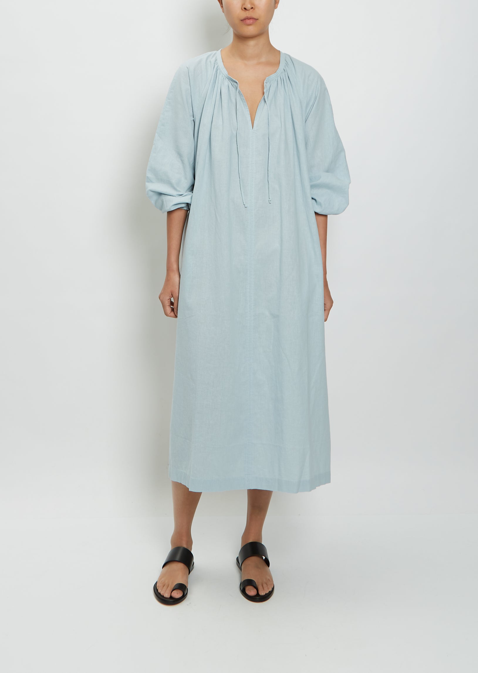 light blue peasant dress Peasant Blue Linen Dress