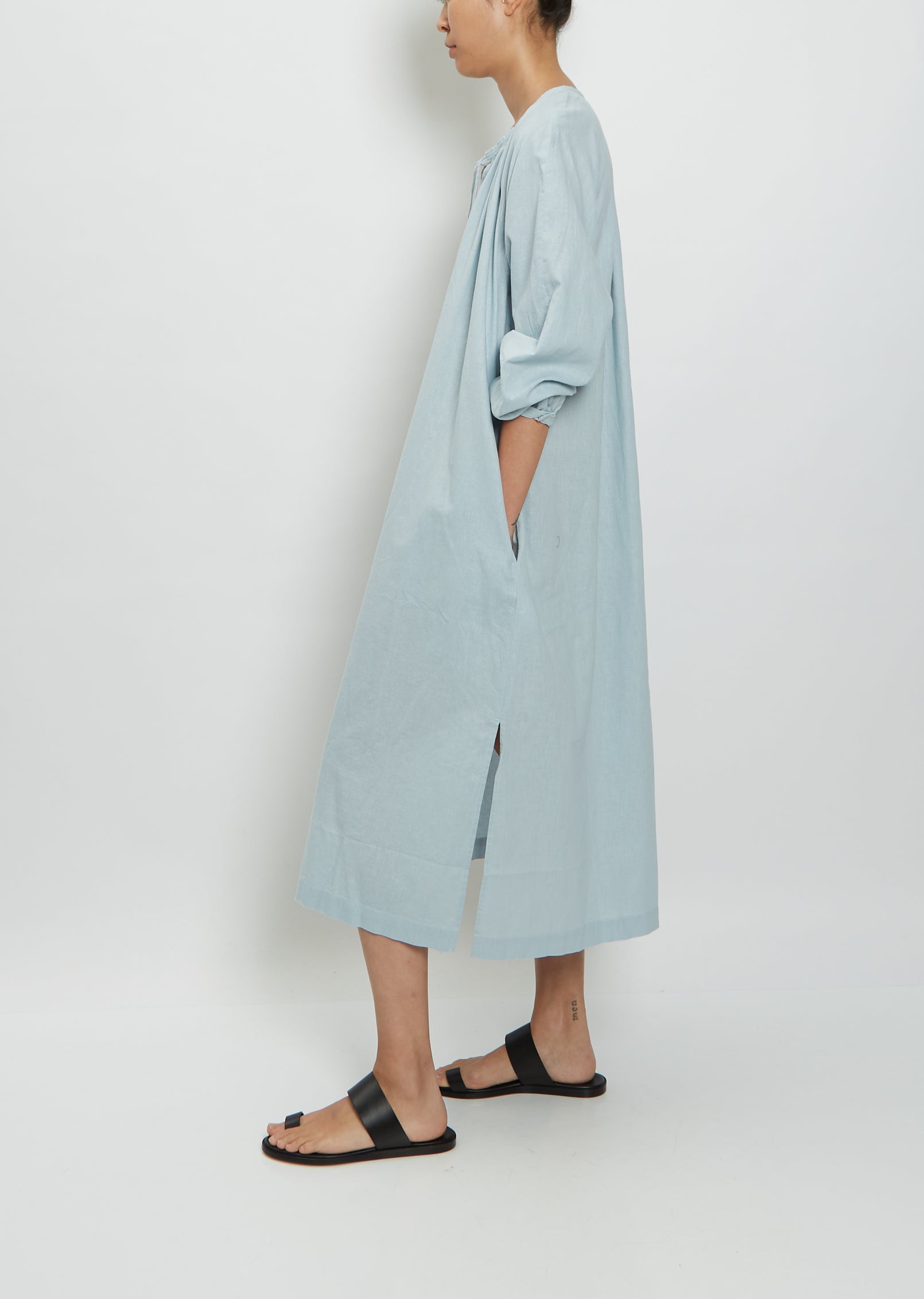 Peasant Dress — Light Blue – La Garçonne