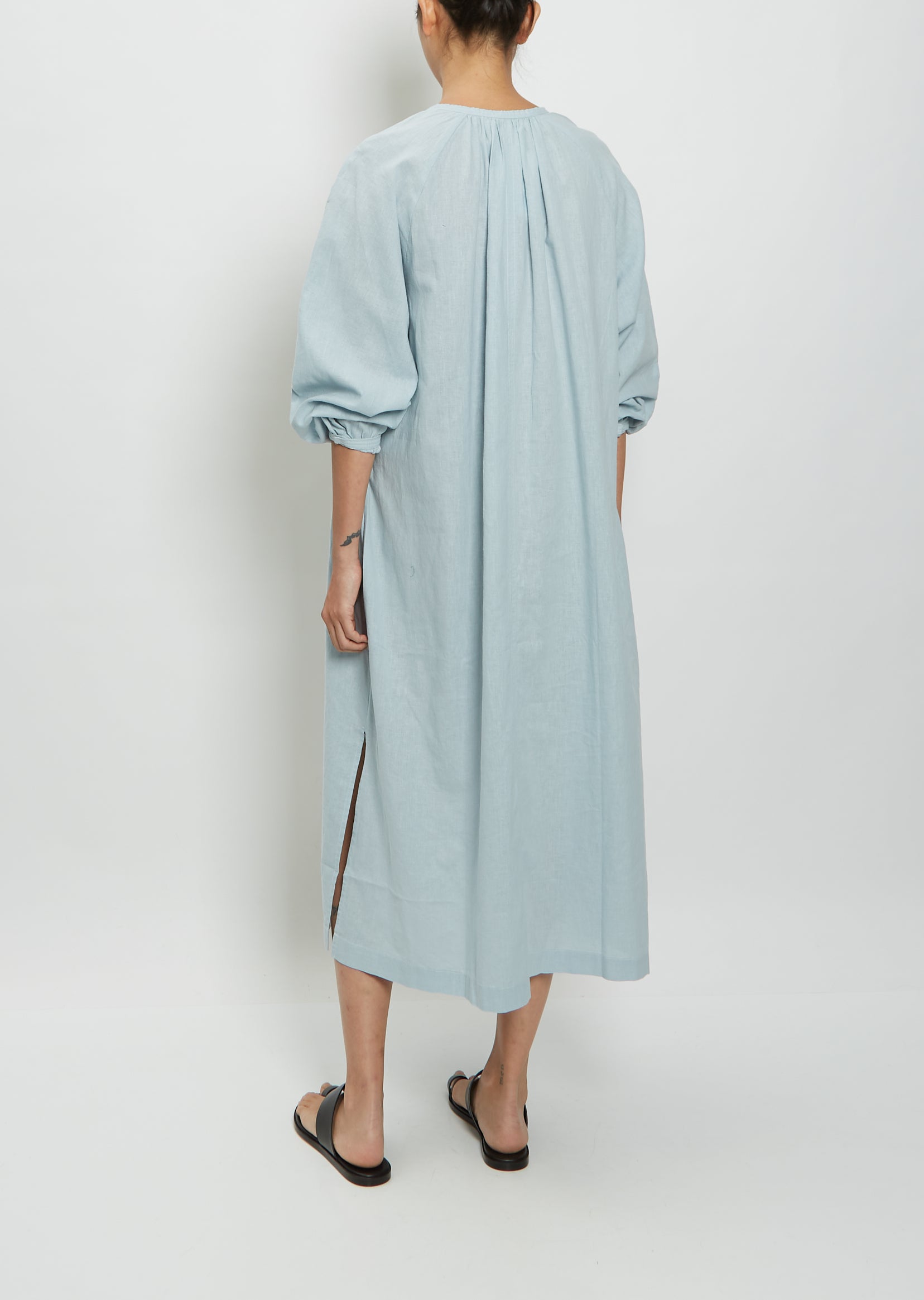 Peasant Dress Light Blue La Garonne Peasant Dress Light Blue La Garonne