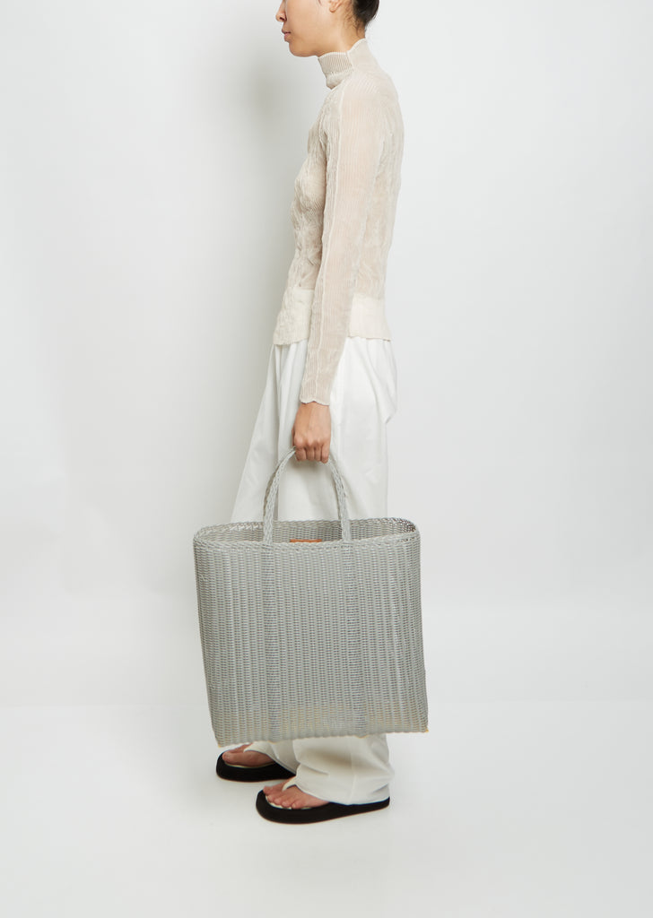 Large Flat Tote Bag — Light Grey