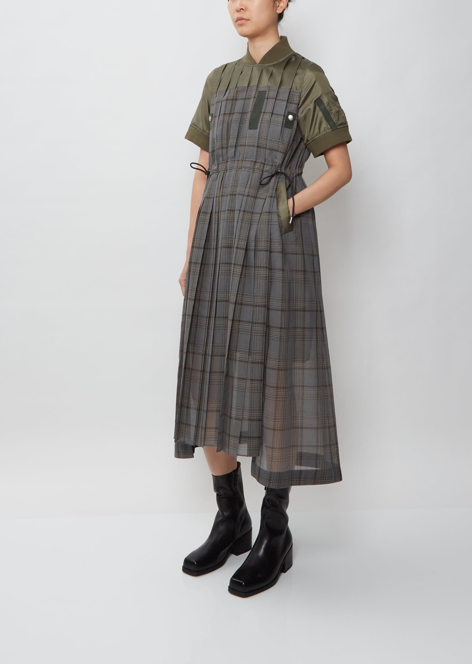 sacai 】glencheck mix dress サイズ1-