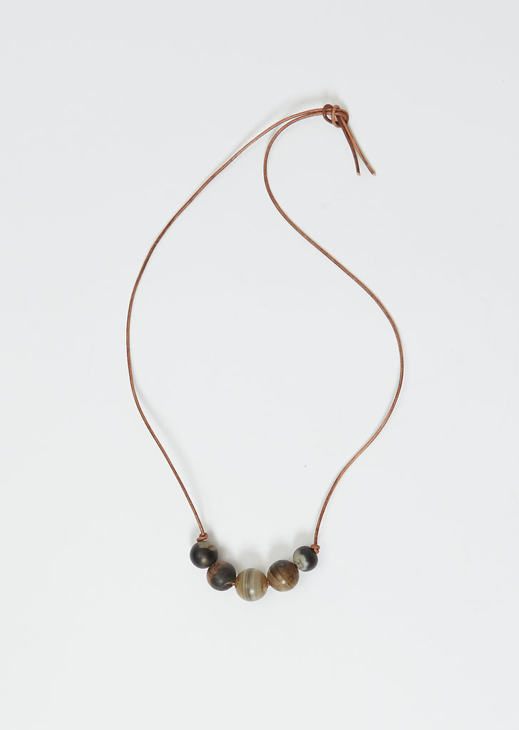 Tibetan Agate Beaded Cord Necklace