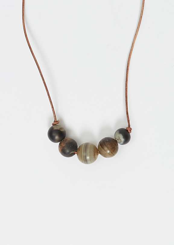 Tibetan Agate Beaded Cord Necklace