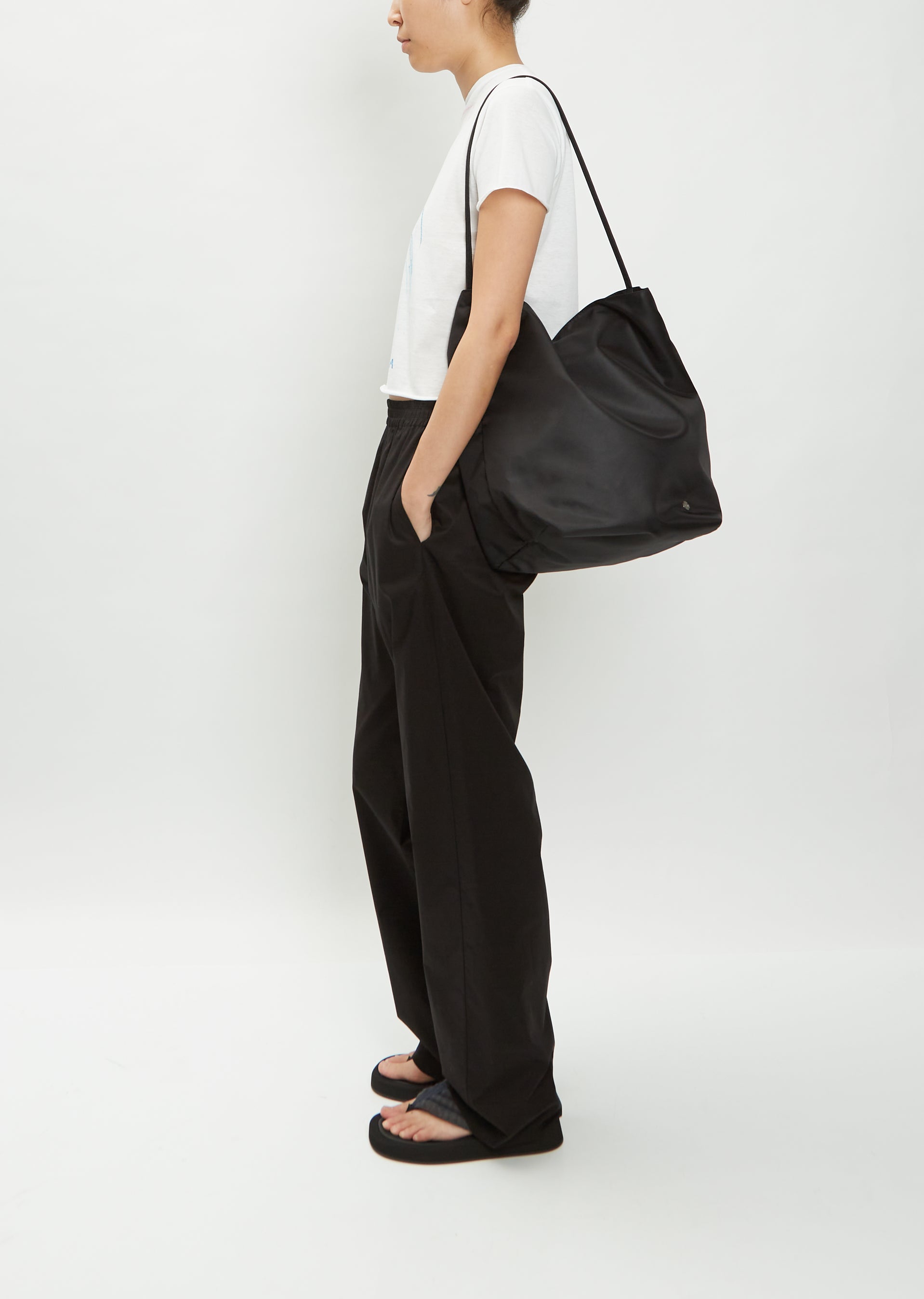 S gray nylon tote bag