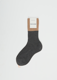 Four Bi Color Ribbed Socks — Charcoal/Poudre Combi