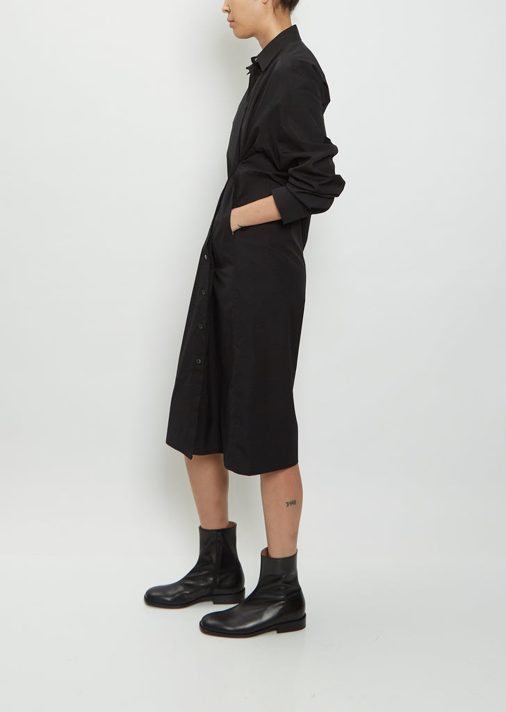 Two-Way Twisted Shirt Dress — Black
