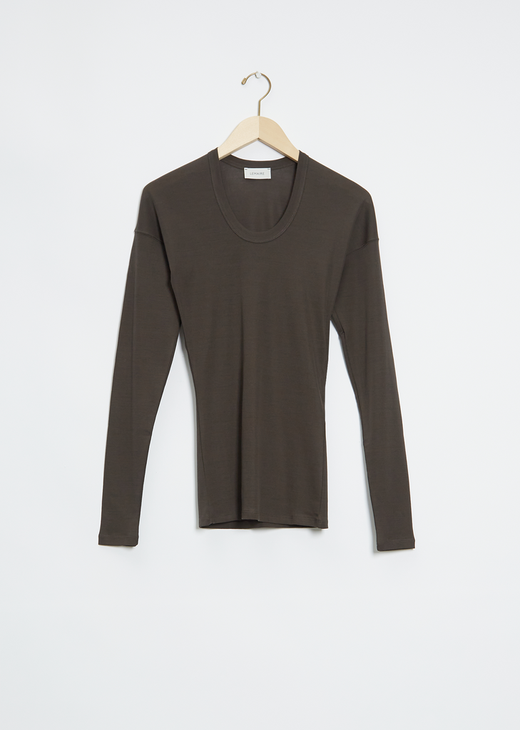 Long Sleeve Cotton Rib T-Shirt — Ash Black