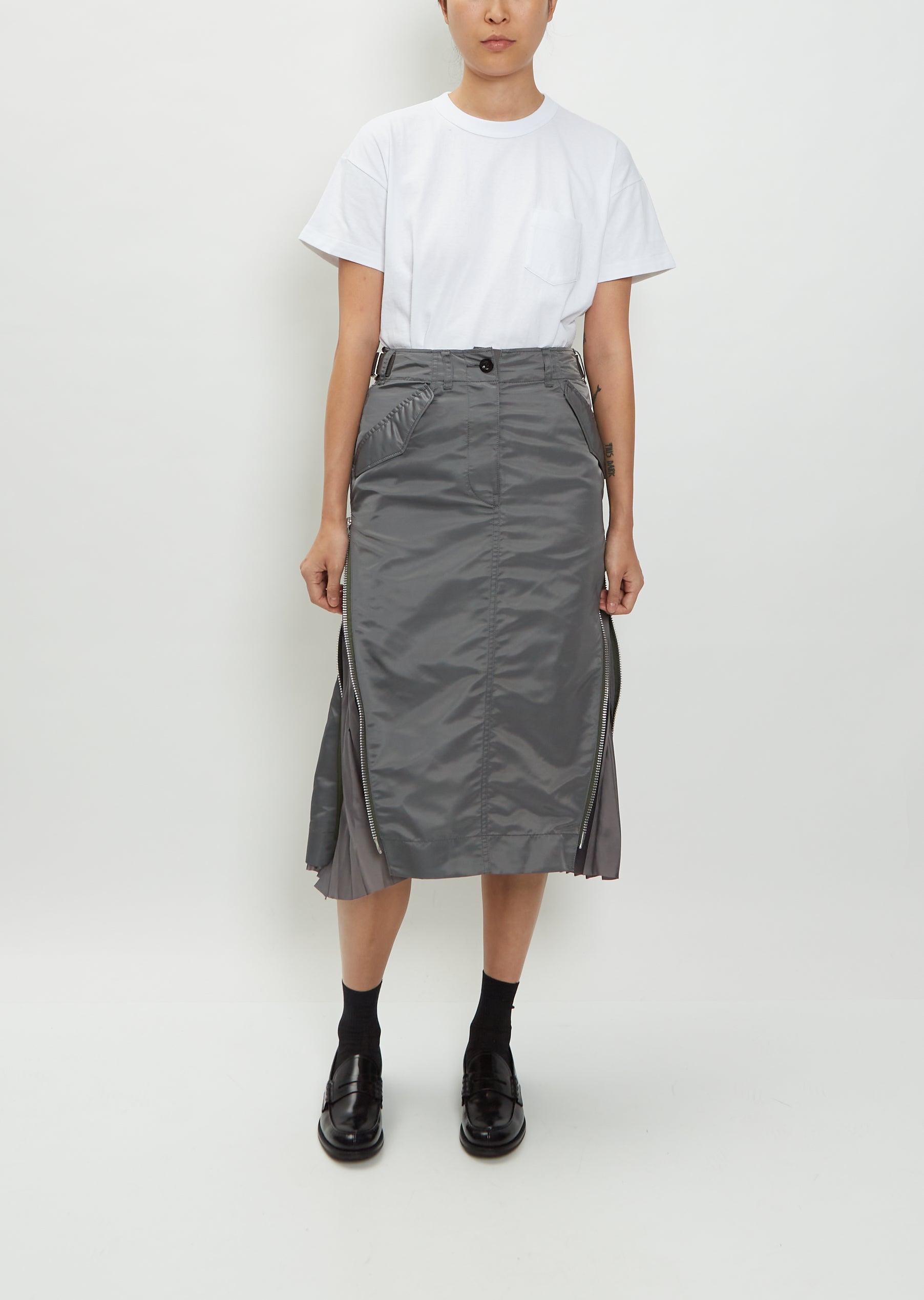 sacai 2022ss nylon twill mix skirt-