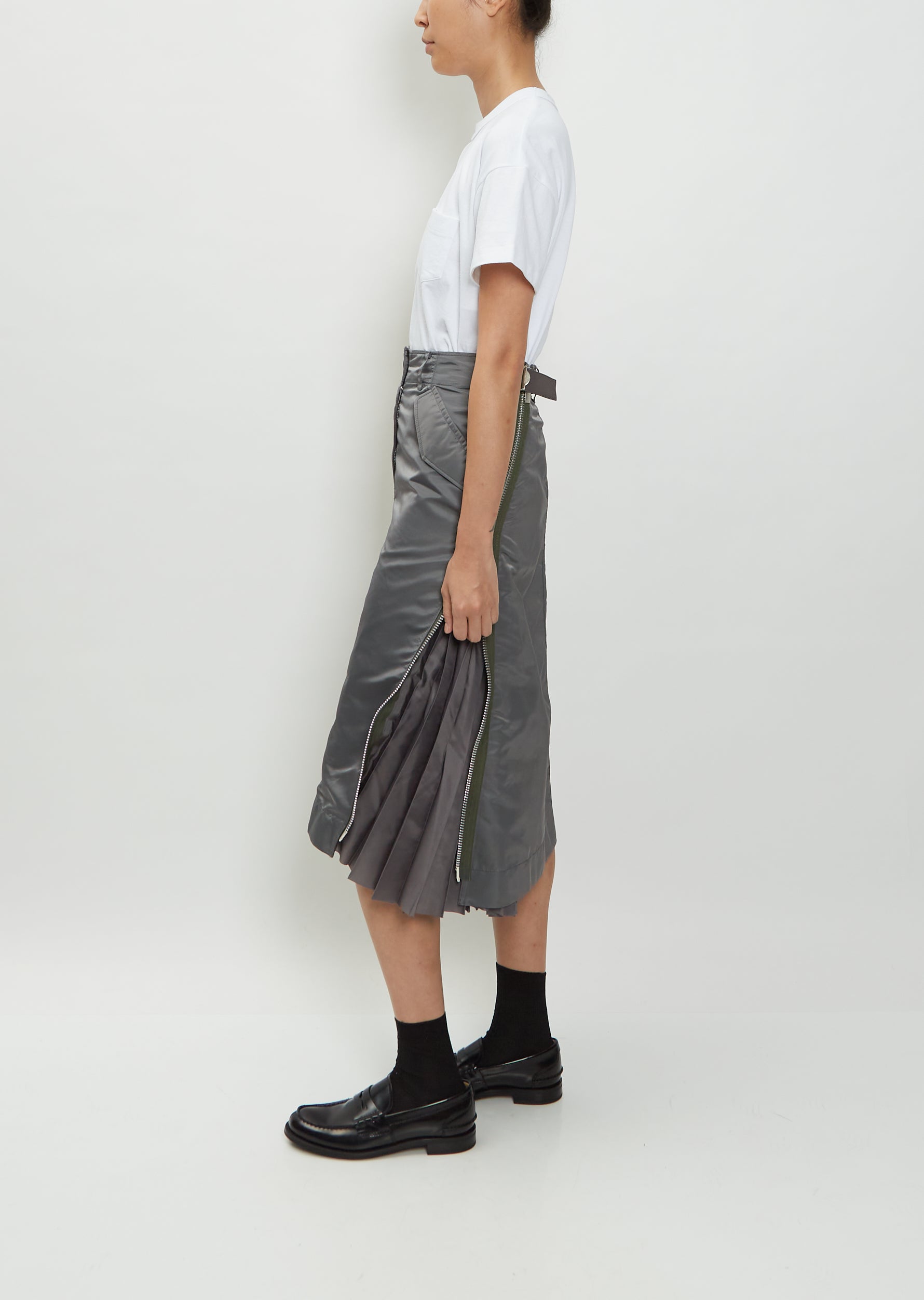 sacai Nylon Twill Mix Skirt ナイロンスカート グレー - ひざ丈スカート