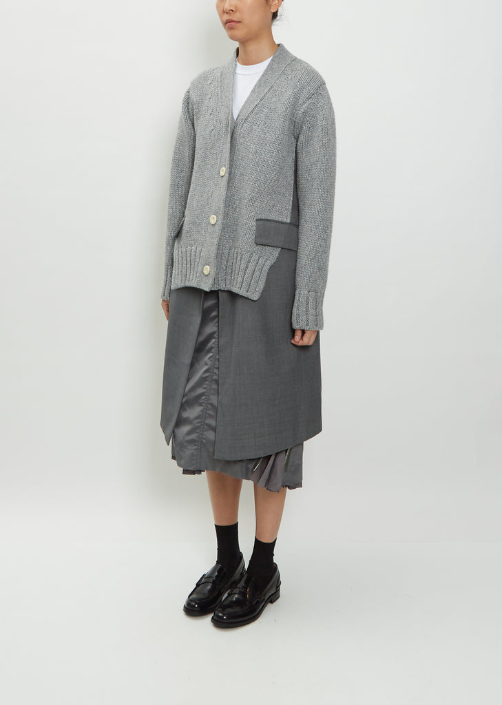 Wool Suiting x Knit Cardigan