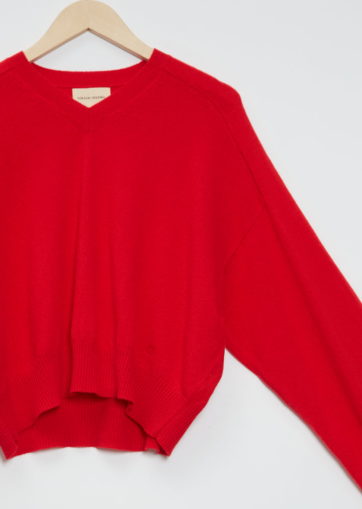 Emsalo V-Neck Cashmere Sweater — Ruby