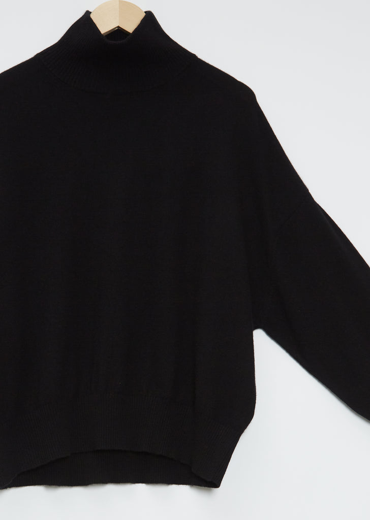 Murano High Collar Cashmere Sweater — Black