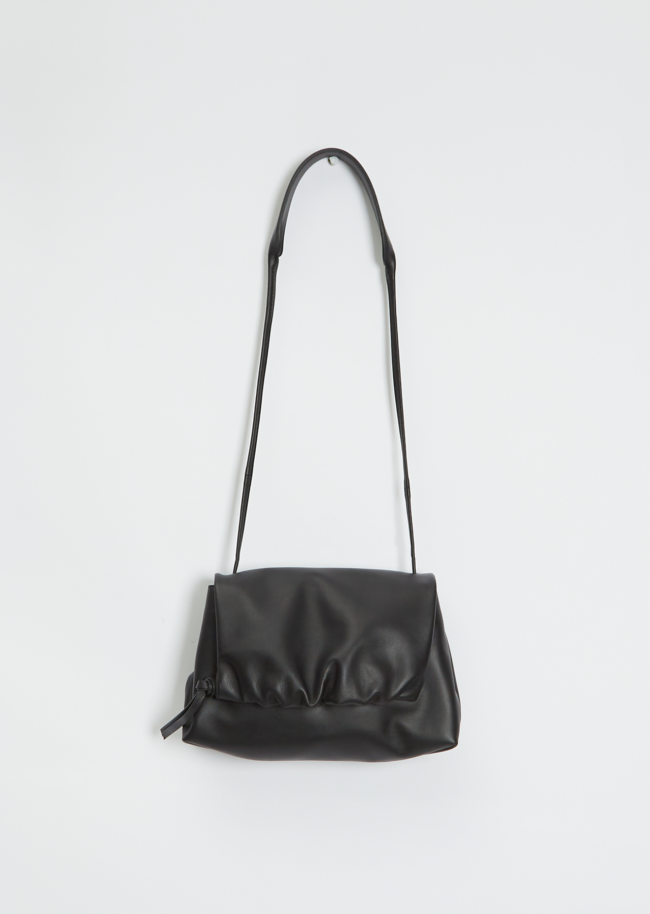 COS Gathered Leather Crossbody Bag in Black