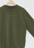 Man V-Neck Cashmere Sweater — Military