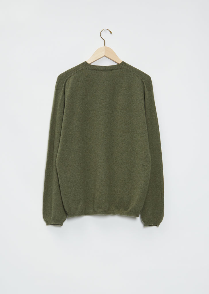 Man V-Neck Cashmere Sweater — Military