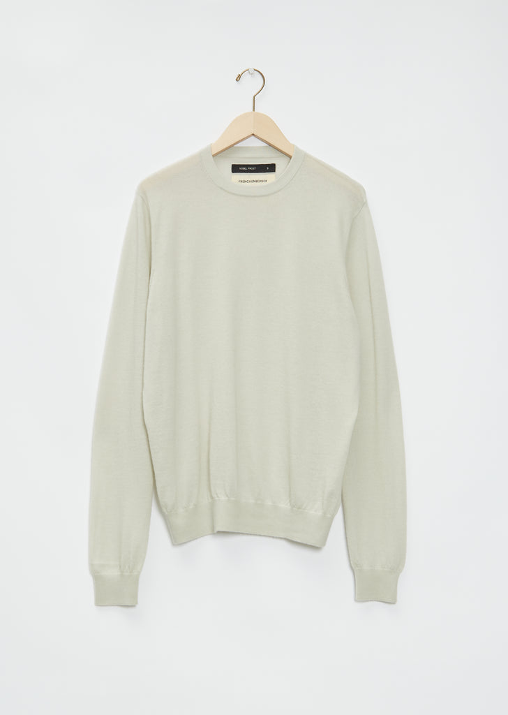 Boyfriend R-Neck Cashmere Sweater — Silver Green