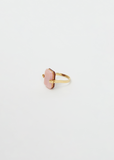 Sandwich Deco Ring — Gold Pink Opal & Carnelian