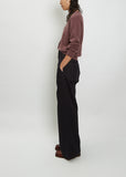 High Waisted Flat Front Cotton Trouser