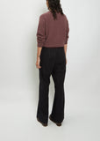 High Waisted Flat Front Cotton Trouser