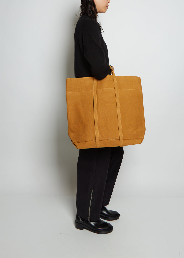 Washed Canvas 6 Pocket Tote T — Mustard