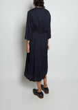 Belted Long Sleeve Voile Dress